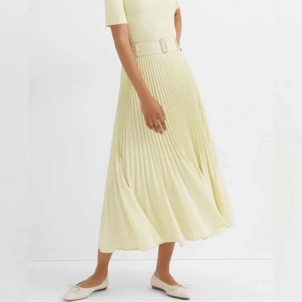 Club Monaco New Yellow Split Pleat Pleated Flowy Summer Skirt Size 2
